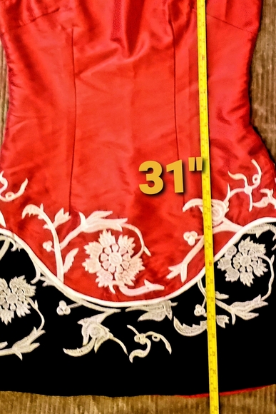 *****SOLD*****         Red Black Embroidered Asian Dress Cheongsam Qipao - Picture 7 of 11
